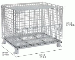 Nashville Wire Products Folding Wire Container GC324028S4L 40x32x34-1/2 3000-4000 Lb. Cap with Lid -Containers & Organizers Sales Store 269749 dim