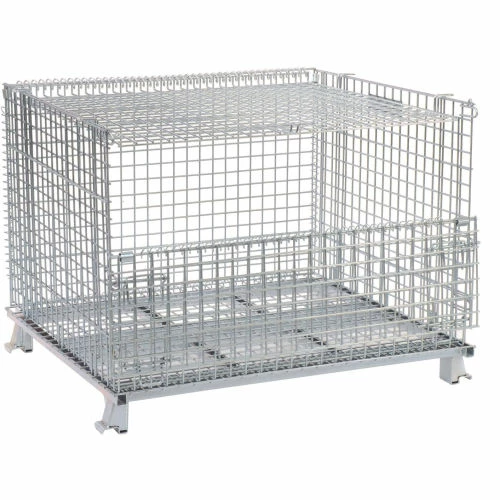 Nashville Wire Products Folding Wire Container GC404830S4L 48x40x36-1/2 3000-4000 Lbs.Cap.Drop Gate 48" w/Lid 1 Nashville Wire Products Folding Wire Container GC404830S4L 48x40x36-1/2 3000-4000 Lbs.Cap.Drop Gate 48" w/Lid