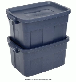 Rubbermaid® Roughneck™ Tote 14 Gallon 23-7/8 x 15-7/8 x 12-1/4 Dark Indigo Metallic - Pkg Qty 6 -Containers & Organizers Sales Store 269994 2wco