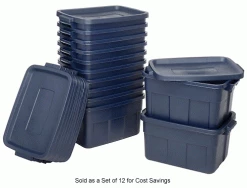 Rubbermaid® Roughneck™ Tote 14 Gallon 23-7/8 x 15-7/8 x 12-1/4 Dark Indigo Metallic - Pkg Qty 6 -Containers & Organizers Sales Store 269994 4wco