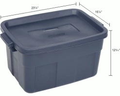 Rubbermaid® Roughneck™ Tote 14 Gallon 23-7/8 x 15-7/8 x 12-1/4 Dark Indigo Metallic - Pkg Qty 6 -Containers & Organizers Sales Store 269994 dim