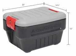 Rubbermaid® ActionPacker™ Lockable Storage Box 8 Gallon 20 x 14-5/8 x 12 - Pkg Qty 4 -Containers & Organizers Sales Store 269997IN dim