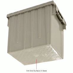 Global Industrial™ Plastic Attached Lid Shipping & Storage Container DC1813-15 18x13x15 Gray -Containers & Organizers Sales Store 270281GYIN 5wco