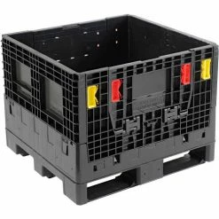 Global Industrial™ Folding Bulk Shipping Container, 32"Lx30"Wx25"H, 1800 Lb. Capacity, Black