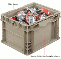 Global Industrial™ Stackable Straight Wall Container, Solid, 12"Lx15"Wx9"H, Gray -Containers & Organizers Sales Store 270287 1wco