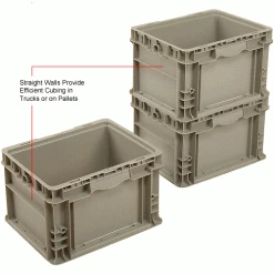 Global Industrial™ Stackable Straight Wall Container, Solid, 12"Lx15"Wx9"H, Gray -Containers & Organizers Sales Store 270287 5wco