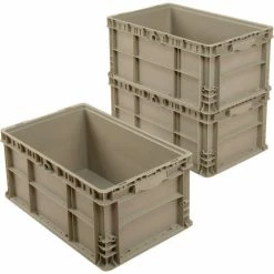 Global Industrial™ Stackable Straight Wall Container, Solid, 24"Lx15"Wx11"H, Gray -Containers & Organizers Sales Store 270288 04
