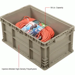 Global Industrial™ Stackable Straight Wall Container, Solid, 24"Lx15"Wx11"H, Gray -Containers & Organizers Sales Store 270288 1wco