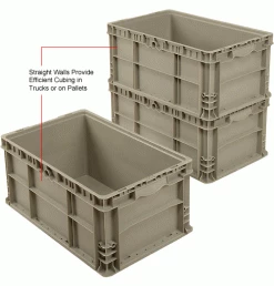 Global Industrial™ Stackable Straight Wall Container, Solid, 24"Lx15"Wx11"H, Gray -Containers & Organizers Sales Store 270288 5wco
