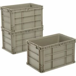 Global Industrial™ Stackable Straight Wall Container, Solid, 24"Lx15"Wx14"H, Gray -Containers & Organizers Sales Store 270289 04
