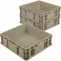 Global Industrial™ Stackable Straight Wall Container, Solid, 24"Lx22"Wx7"H, Gray -Containers & Organizers Sales Store 270290 03