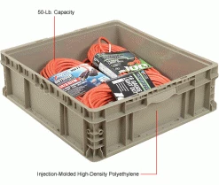 Global Industrial™ Stackable Straight Wall Container, Solid, 24"Lx22"Wx7"H, Gray -Containers & Organizers Sales Store 270290 1wco