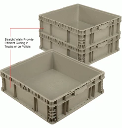 Global Industrial™ Stackable Straight Wall Container, Solid, 24"Lx22"Wx7"H, Gray -Containers & Organizers Sales Store 270290 4wco