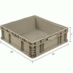 Global Industrial™ Stackable Straight Wall Container, Solid, 24"Lx22"Wx7"H, Gray -Containers & Organizers Sales Store 270290 dim