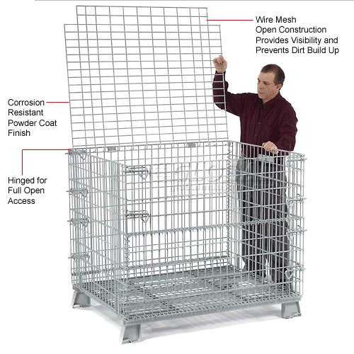 Global Industrial 32 X 20 Folding Wire Container Accessory Lid-Hinged 6 Global Industrial 32 X 20 Folding Wire Container Accessory Lid-Hinged - Image 6