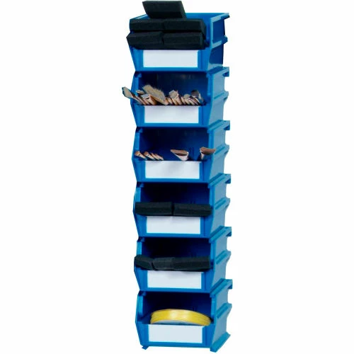 LocBin™ 4-1/8"L x 5-3/8"W x 3"H Blue Stacking, Hanging, Interlocking Polypropylene Bins, 6 CT 4 LocBin™ 4-1/8"L x 5-3/8"W x 3"H Blue Stacking, Hanging, Interlocking Polypropylene Bins, 6 CT - Image 4