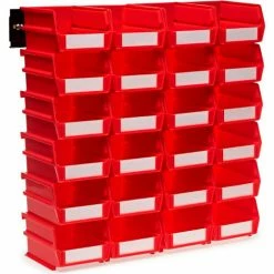 Triton Products LocBin Wall Storage, 3-210RWS, W/Rails, Small, Red (26 pc)