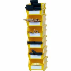 LocBin™ 4-1/8"L x 5-3/8"W x 3"H Yellow Stacking, Hanging, Interlocking Polypropylene Bins,6 CT -Containers & Organizers Sales Store 3 210Y 6 inuse3 1200p