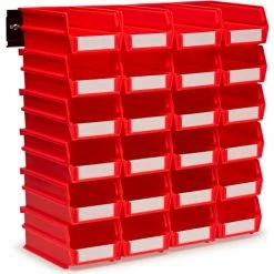 Triton Products LocBin Wall Storage, 3-220RWS, W/Rails, Medium, Red (26 pc)