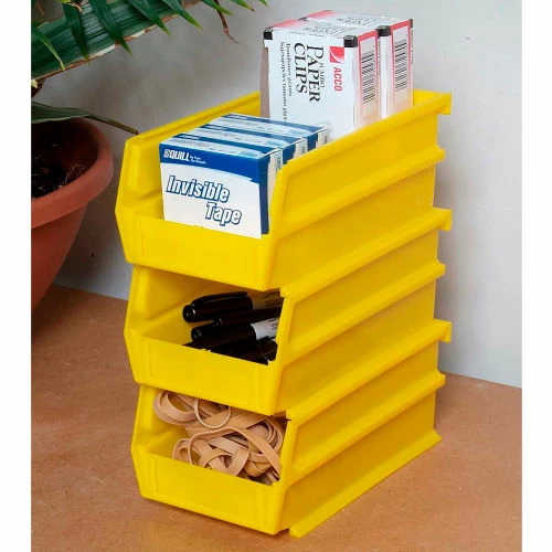LocBin™ 4-1/8"L x 7-3/8"W x 3"H Yellow Stacking, Hanging, Interlocking Polypropylene Bins,6 CT 3 LocBin™ 4-1/8"L x 7-3/8"W x 3"H Yellow Stacking, Hanging, Interlocking Polypropylene Bins,6 CT - Image 3