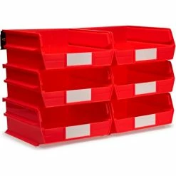 Triton Products LocBin Wall Storage, 3-235RWS, W/Rails, Large, Red (8 pc)
