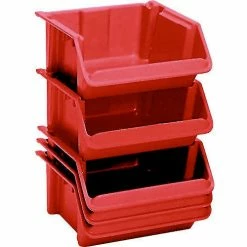 LEWISBins Fiberglass Stack & Nest Hopper Bin, 16-1/2"W x 24"D x 8"H, Red - Pkg Qty 5