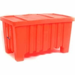 Forkliftable Bulk Shipping Container with Lid - 43"L x 26-1/2"W x 24"H, Black