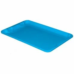 MFG Tray Molded Fiberglass Toteline Nest and Stack Lid 780318 - 19-3/4" x 12-1/2", Blue - Pkg Qty 12