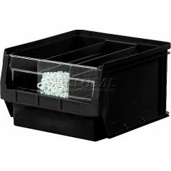 Quantum Storage Systems Quantum Plastic Magnum Stacking Bin, 12"W x 20"D x 6"H, Black - Pkg Qty 6