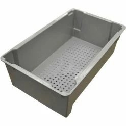 MFG Tray Molded Fiberglass Toteline Nest and Stack Wash Box 705248 -24"L x 14-3/8"W x 7-3/4"H, Gray