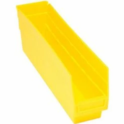 Plastic Nesting Storage Shelf Bin QSB203 4-1/8"W x 17-7/8"D x 6"H Yellow - Pkg Qty 20