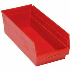 Plastic Nesting Storage Shelf Bin QSB208 8-3/8"W x 17-7/8"D x 6"H Red - Pkg Qty 10
