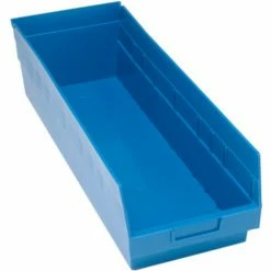 Plastic Nesting Storage Shelf Bin QSB214 8-3/8"W x 23-5/8"D x 6"H Blue - Pkg Qty 6