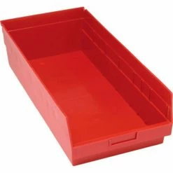 Plastic Nesting Storage Shelf Bin QSB216 11-1/8"W x 23-5/8"D x 6"H Red - Pkg Qty 6