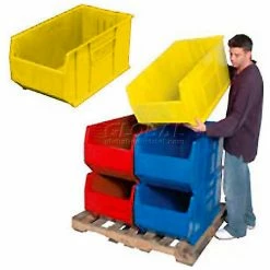 Quantum Storage Systems Quantum Plastic Hulk Stacking Bin, 19-7/8"W x 36"D x 17-1/2"H, Yellow