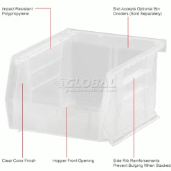 Global Industrial Plastic Stack & Hang Bin, 4-1/8"W x 5-3/8"D x 3"H, Clear - Pkg Qty 24 6 Global Industrial Plastic Stack & Hang Bin, 4-1/8"W x 5-3/8"D x 3"H, Clear - Pkg Qty 24 -Containers & Organizers Sales Store 30226186IN 1wco