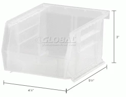 Global Industrial Plastic Stack & Hang Bin, 4-1/8"W x 5-3/8"D x 3"H, Clear - Pkg Qty 24 7 Global Industrial Plastic Stack & Hang Bin, 4-1/8"W x 5-3/8"D x 3"H, Clear - Pkg Qty 24 -Containers & Organizers Sales Store 30226186IN dim