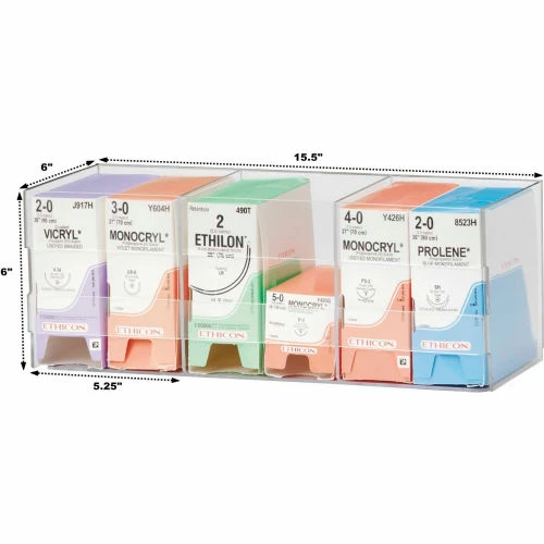 Omnimed® Single Tier Suture Rack 304100 Wall Mountable, 15-1/2"W x 6"D x 6"H, Clear 2 Omnimed® Single Tier Suture Rack 304100 Wall Mountable, 15-1/2"W x 6"D x 6"H, Clear - Image 2