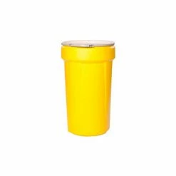 Eagle Mfg Eagle 55 Gal. Yellow Plastic Open-Head Tapered Lab Pack Drum 1655M - Metal Lever-Lock Ring