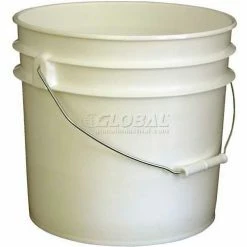 Vestil 3.5 Gallon Open Head Plastic Pail PAIL-35-PWS with Steel Handle - White