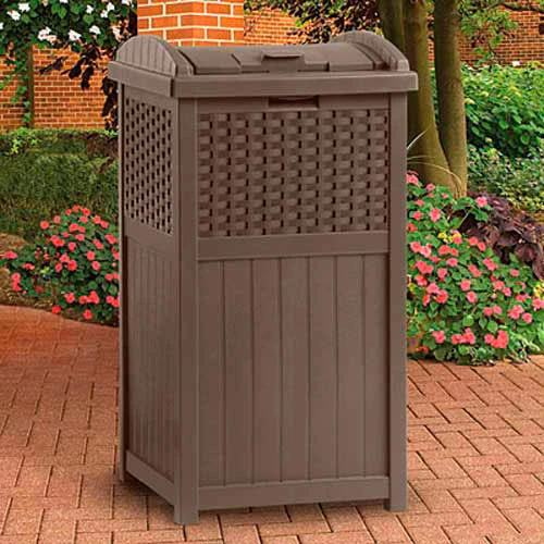 Suncast Resin Wicker Trash Hideaway, Java 1 Suncast Resin Wicker Trash Hideaway, Java