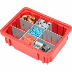 Global Industrial™ Plastic Dividable Grid Container - DG91035,10-7/8"L x 8-1/4"W x 3-1/2"H, Red - Pkg Qty 20