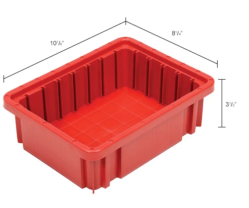 Global Industrial Plastic Dividable Grid Container - DG91035,10-7/8"L x 8-1/4"W x 3-1/2"H, Red - Pkg Qty 20 18 Global Industrial Plastic Dividable Grid Container - DG91035,10-7/8"L x 8-1/4"W x 3-1/2"H, Red - Pkg Qty 20 - Image 18