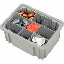 Global Industrial™ Plastic Dividable Grid Container - DG91050,10-7/8"L x 8-1/4"W x 5"H, Gray - Pkg Qty 20