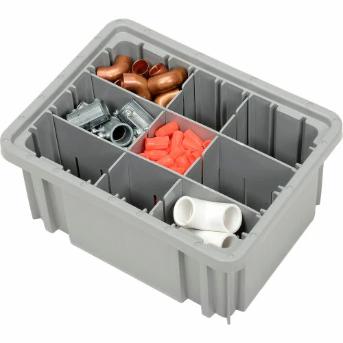 Global Industrial Plastic Dividable Grid Container - DG91050,10-7/8"L x 8-1/4"W x 5"H, Gray - Pkg Qty 20 1 Global Industrial Plastic Dividable Grid Container - DG91050,10-7/8"L x 8-1/4"W x 5"H, Gray - Pkg Qty 20