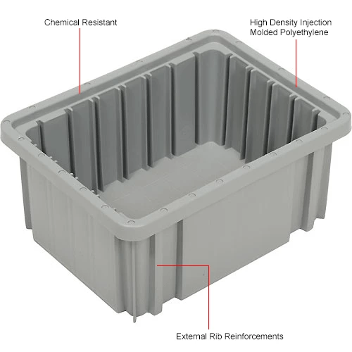 Global Industrial Plastic Dividable Grid Container - DG91050,10-7/8"L x 8-1/4"W x 5"H, Gray - Pkg Qty 20 12 Global Industrial Plastic Dividable Grid Container - DG91050,10-7/8"L x 8-1/4"W x 5"H, Gray - Pkg Qty 20 - Image 12