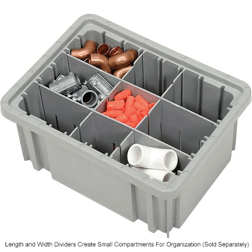 Global Industrial Plastic Dividable Grid Container - DG91050,10-7/8"L x 8-1/4"W x 5"H, Gray - Pkg Qty 20 15 Global Industrial Plastic Dividable Grid Container - DG91050,10-7/8"L x 8-1/4"W x 5"H, Gray - Pkg Qty 20 - Image 15