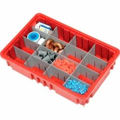 Global Industrial™ Plastic Dividable Grid Container DG92035,16-1/2"L x 10-7/8"W x 3-1/2"H, Red - Pkg Qty 12