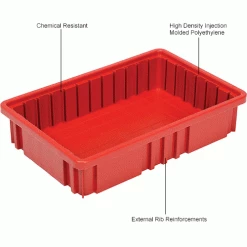 Global Industrial™ Plastic Dividable Grid Container DG92035,16-1/2"L x 10-7/8"W x 3-1/2"H, Red - Pkg Qty 12 -Containers & Organizers Sales Store 334102RD 1wco