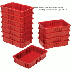 Global Industrial™ Plastic Dividable Grid Container DG92035,16-1/2"L x 10-7/8"W x 3-1/2"H, Red - Pkg Qty 12 -Containers & Organizers Sales Store 334102RD 2wco